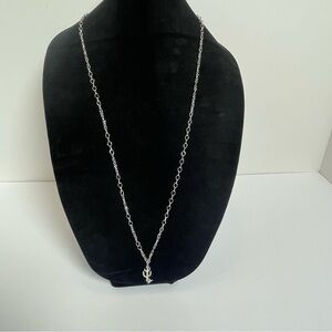 Long Silver Tone Necklace with Cactus and Cow Skull Pendant